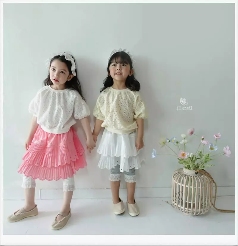 JM Snail - Korean Children Fashion - #childrensboutique - Flower Lace Punching Tee - 2