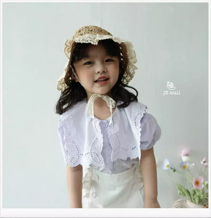 JM Snail - Korean Children Fashion - #designkidswear - Embroidery Short Sleeves Blouse - 5