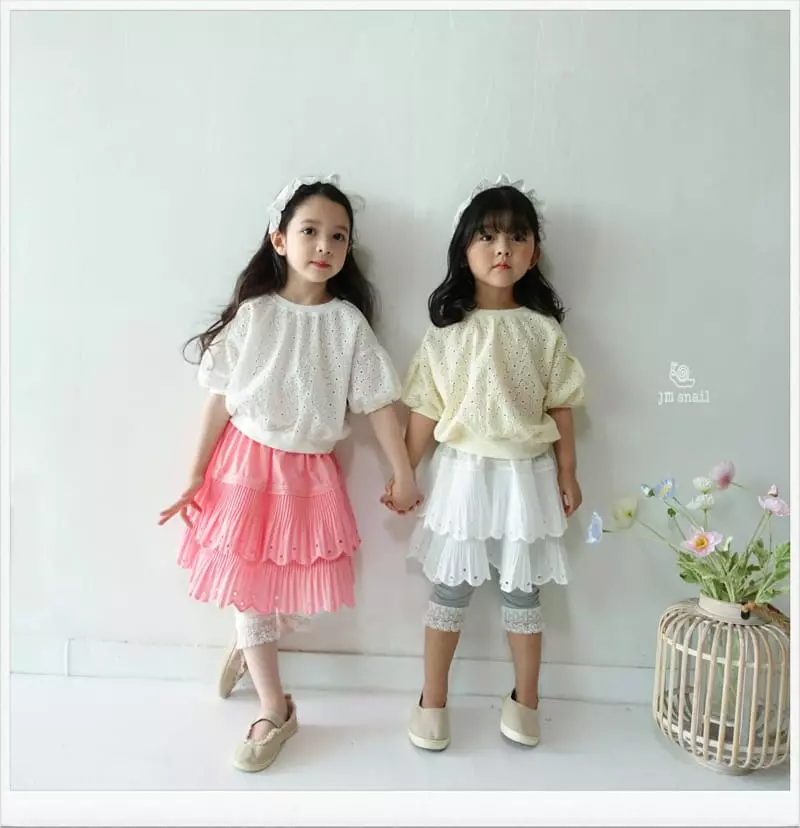 JM Snail - Korean Children Fashion - #designkidswear - Flower Lace Punching Tee - 3
