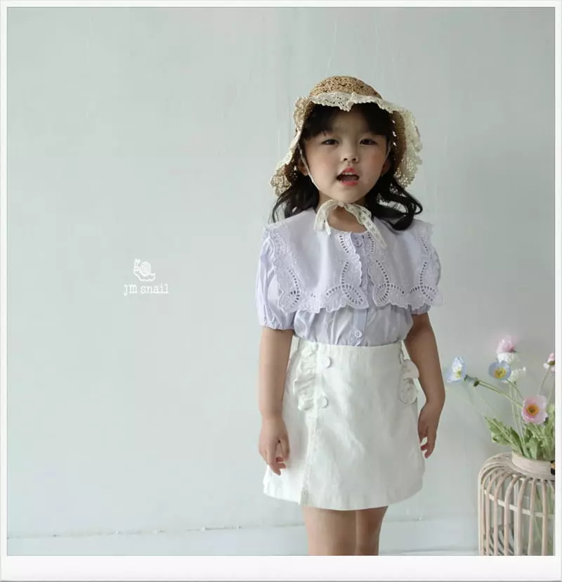 JM Snail - Korean Children Fashion - #discoveringself - Embroidery Short Sleeves Blouse - 6