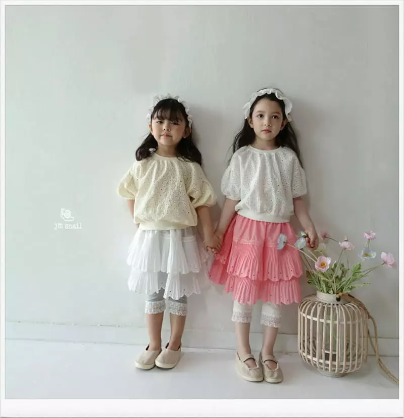 JM Snail - Korean Children Fashion - #designkidswear - Flower Lace Punching Tee - 4