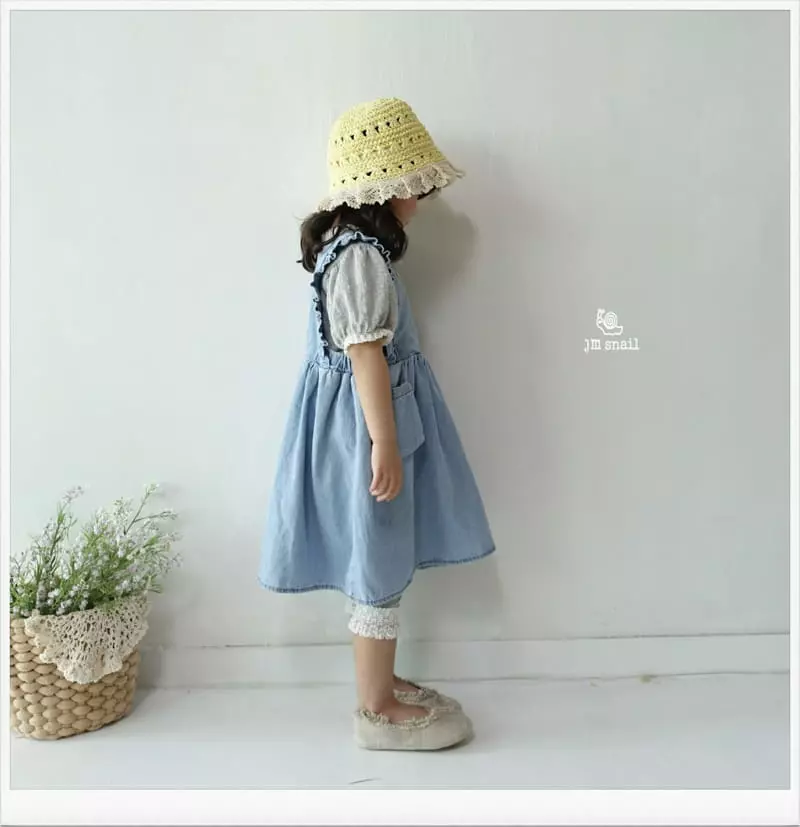JM Snail - Korean Children Fashion - #discoveringself - Denim Frill Pocket One-piece - 2