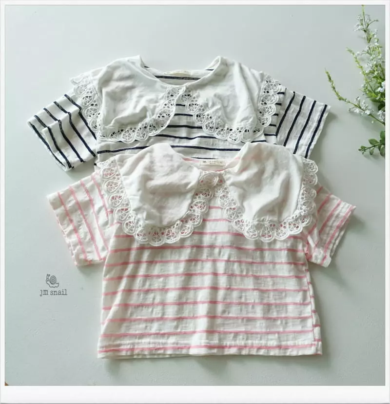 JM Snail - Korean Children Fashion - #fashionkids - Lin Two Collar Stripes Tee - 9