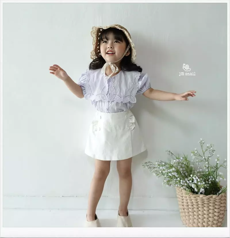 JM Snail - Korean Children Fashion - #fashionkids - Embroidery Short Sleeves Blouse - 7