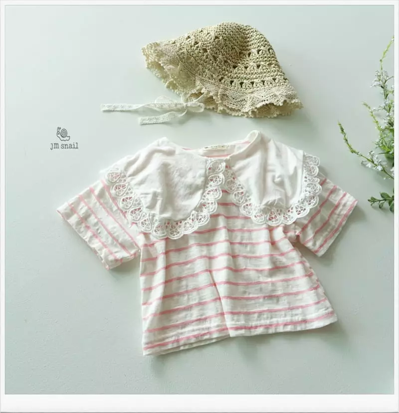 JM Snail - Korean Children Fashion - #kidsshorts - Lin Two Collar Stripes Tee - 10