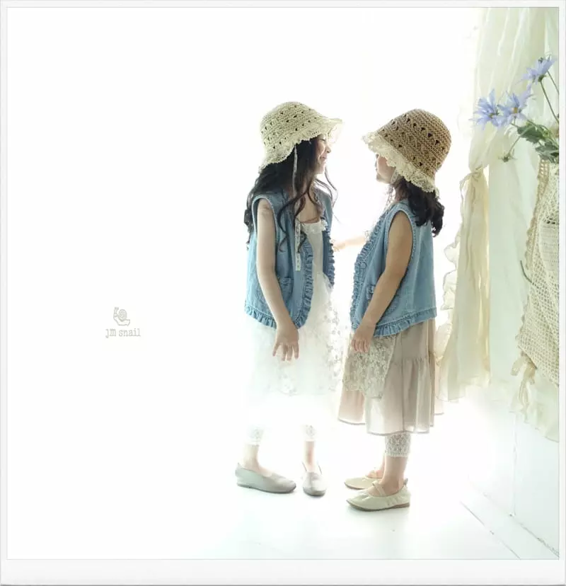 JM Snail - Korean Children Fashion - #kidsshorts - Denim Frill Vest - 2