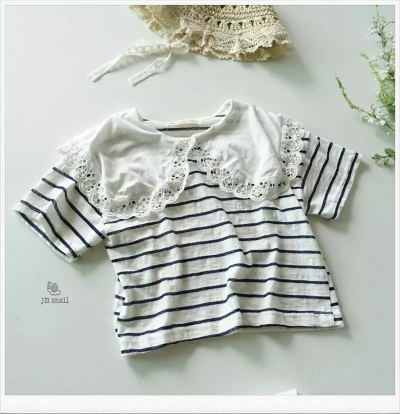 JM Snail - Korean Children Fashion - #kidsstore - Lin Two Collar Stripes Tee - 11
