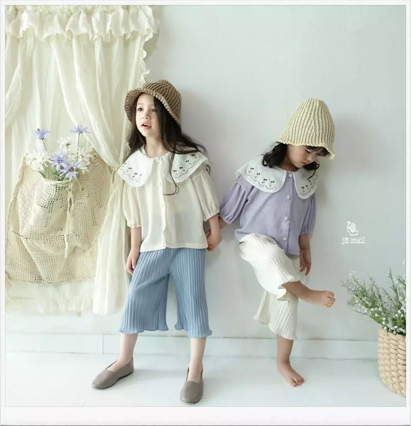 JM Snail - Korean Children Fashion - #kidzfashiontrend - Linen Flower Collar Cardigan