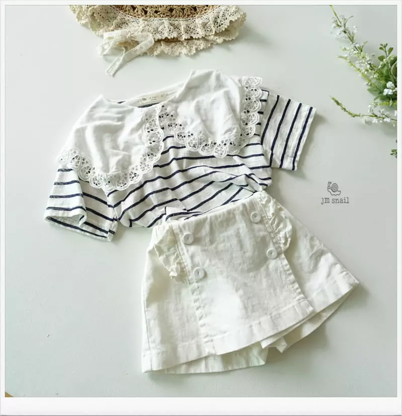 JM Snail - Korean Children Fashion - #kidzfashiontrend - Lin Two Collar Stripes Tee - 12