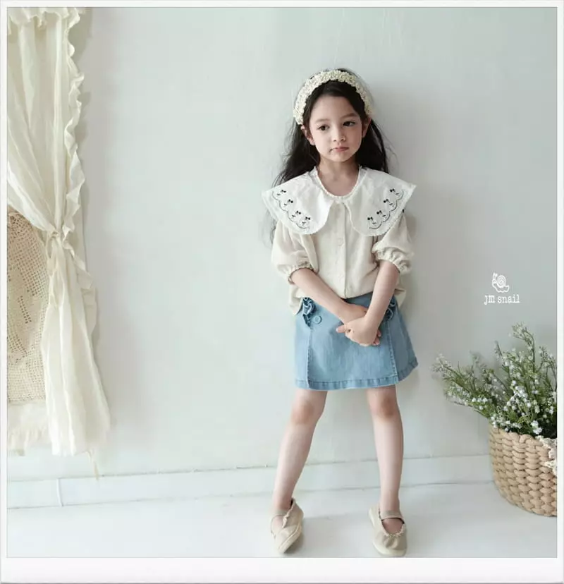 JM Snail - Korean Children Fashion - #littlefashionista - Linen Flower Collar Cardigan - 3