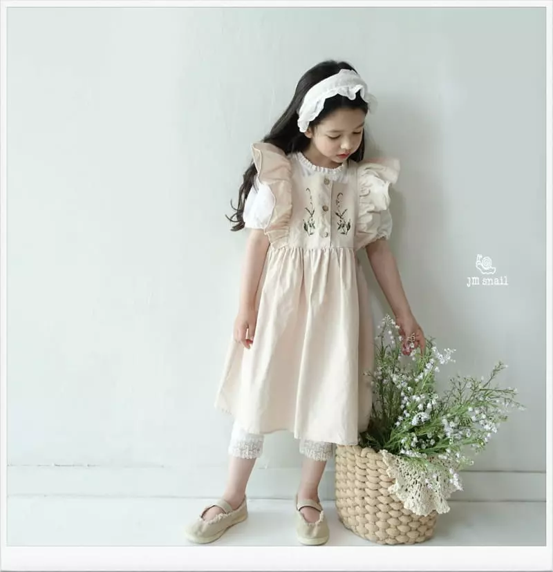 JM Snail - Korean Children Fashion - #littlefashionista - Flower Embrodiery Sleeveless One-piece