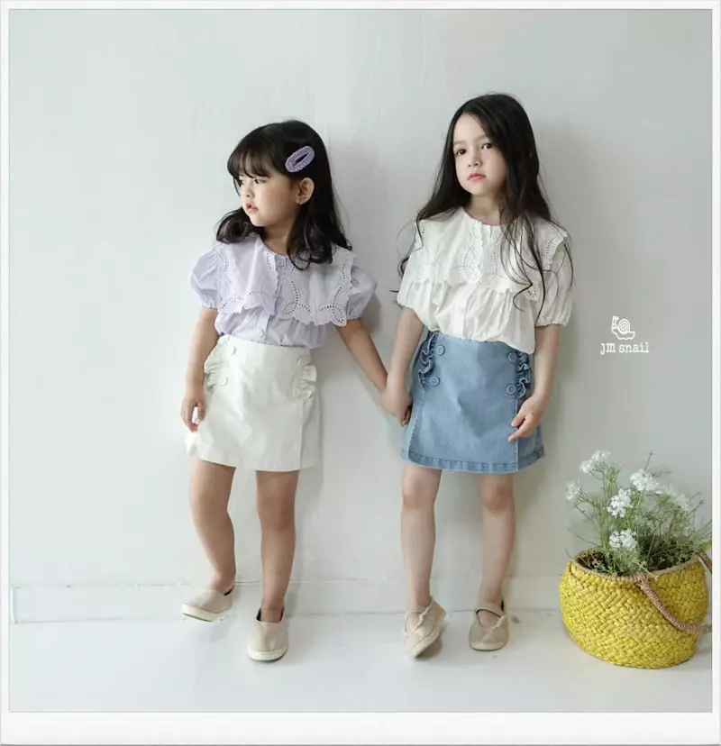 JM Snail - Korean Children Fashion - #littlefashionista - Embroidery Short Sleeves Blouse - 12