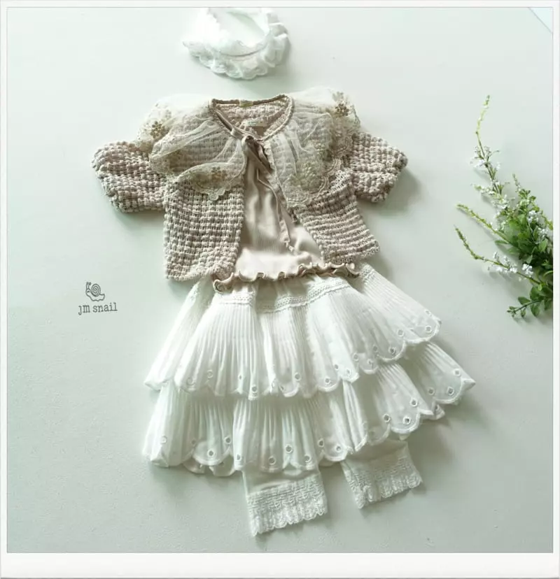 JM Snail - Korean Children Fashion - #littlefashionista - Scalap Embroidery Wrinkle Skirt - 11