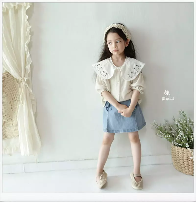 JM Snail - Korean Children Fashion - #littlefashionista - Linen Flower Collar Cardigan - 4