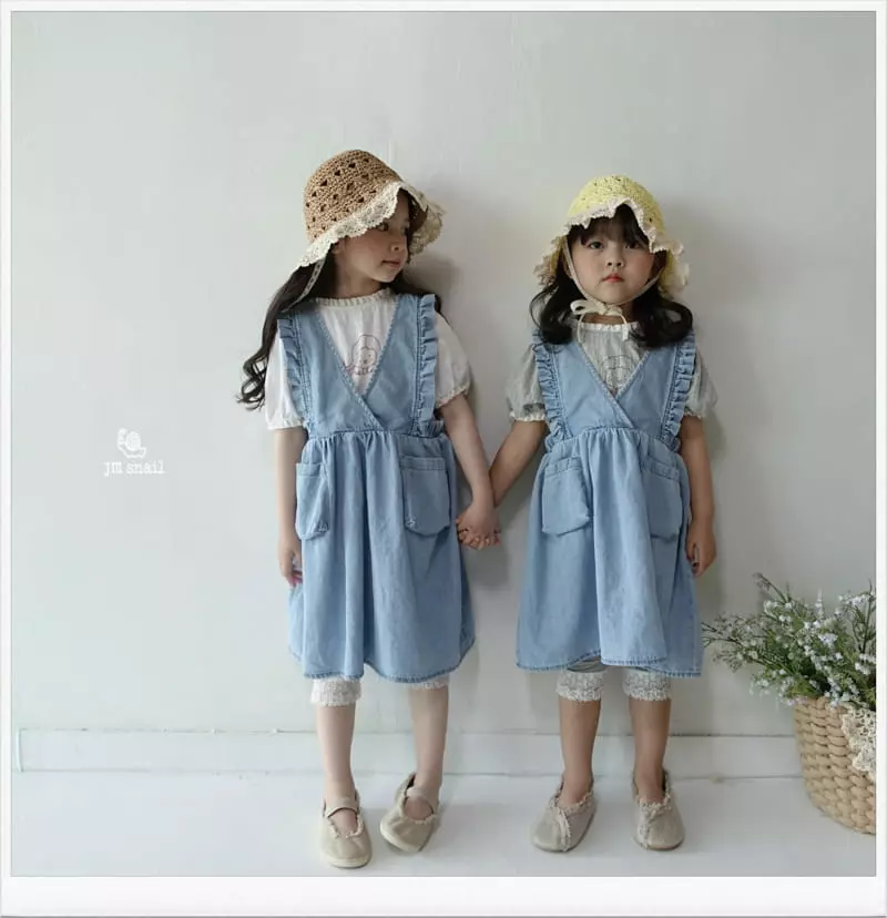 JM Snail - Korean Children Fashion - #magicofchildhood - Denim Frill Pocket One-piece - 9