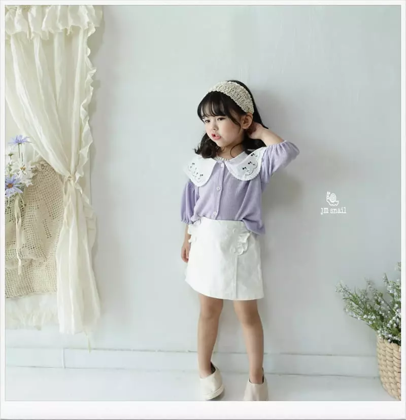 JM Snail - Korean Children Fashion - #minifashionista - Linen Flower Collar Cardigan - 5