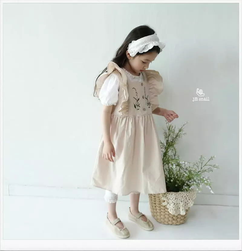 JM Snail - Korean Children Fashion - #minifashionista - Flower Embrodiery Sleeveless One-piece - 3