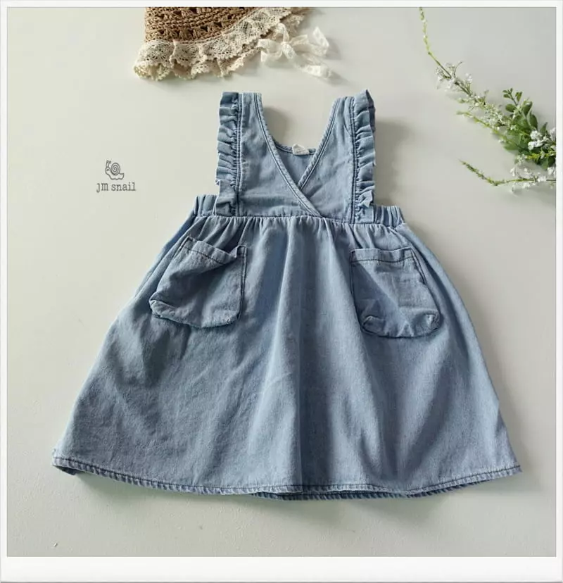 JM Snail - Korean Children Fashion - #minifashionista - Denim Frill Pocket One-piece - 10