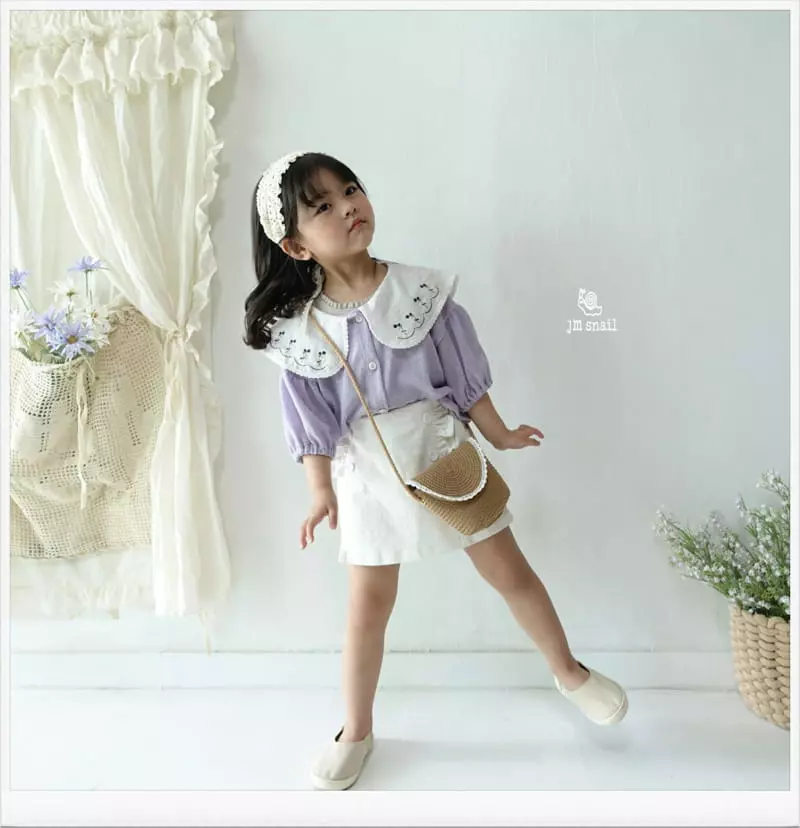 JM Snail - Korean Children Fashion - #prettylittlegirls - Linen Flower Collar Cardigan - 6