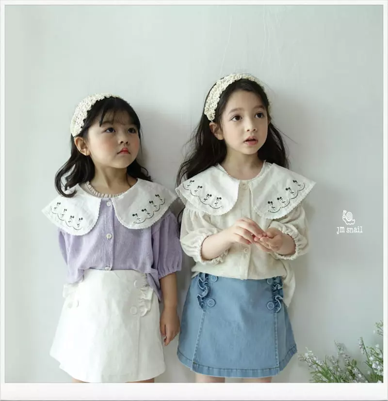 JM Snail - Korean Children Fashion - #stylishchildhood - Linen Flower Collar Cardigan - 9
