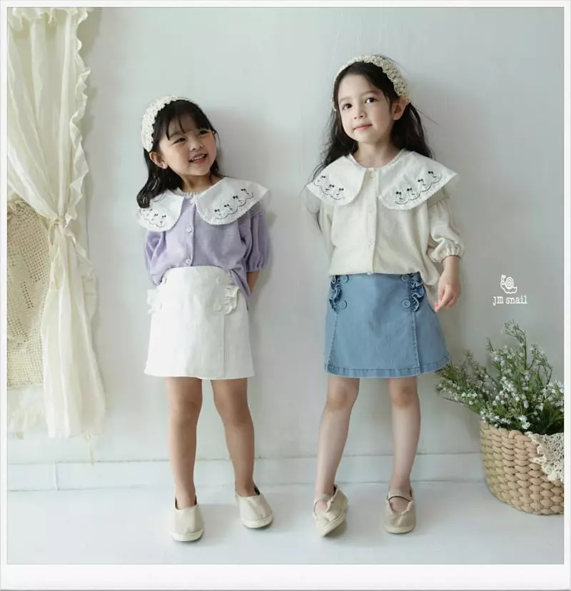 JM Snail - Korean Children Fashion - #todddlerfashion - Linen Flower Collar Cardigan - 7