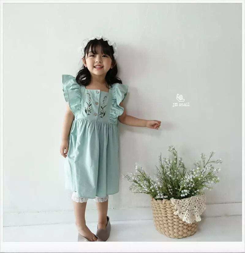 JM Snail - Korean Children Fashion - #todddlerfashion - Flower Embrodiery Sleeveless One-piece - 5