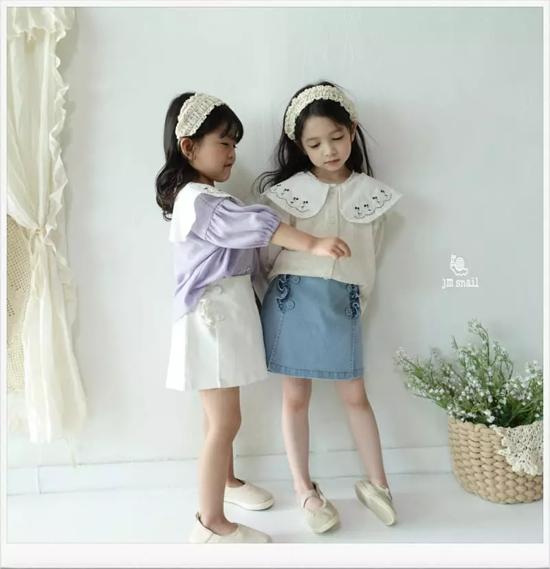 JM Snail - Korean Children Fashion - #toddlerclothing - Linen Flower Collar Cardigan - 8