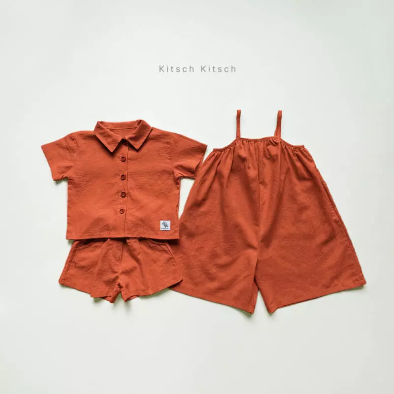 Kitsch Kitsch - Korean Children Fashion - #kidzfashiontrend - Linen Summer Top Bottom Set - 2