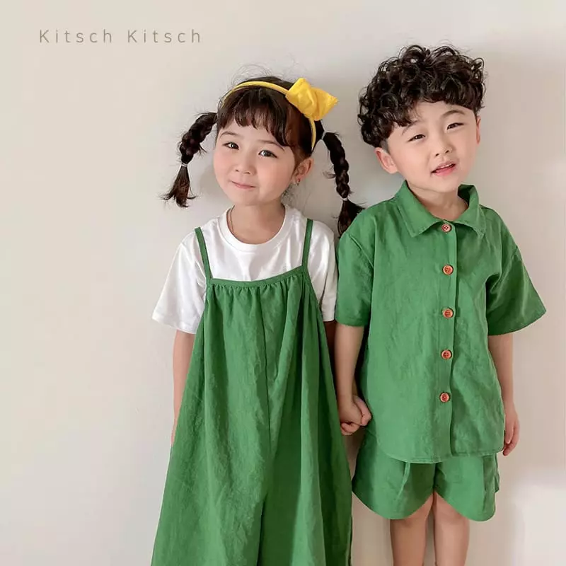 Kitsch Kitsch - Korean Children Fashion - #todddlerfashion - Linen Summer Top Bottom Set - 8