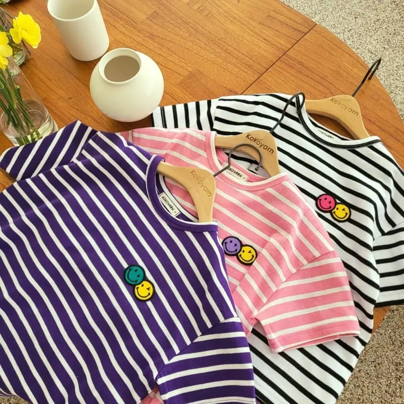 Kokoyarn - Korean Children Fashion - #kidzfashiontrend - Smile Stripes Tee