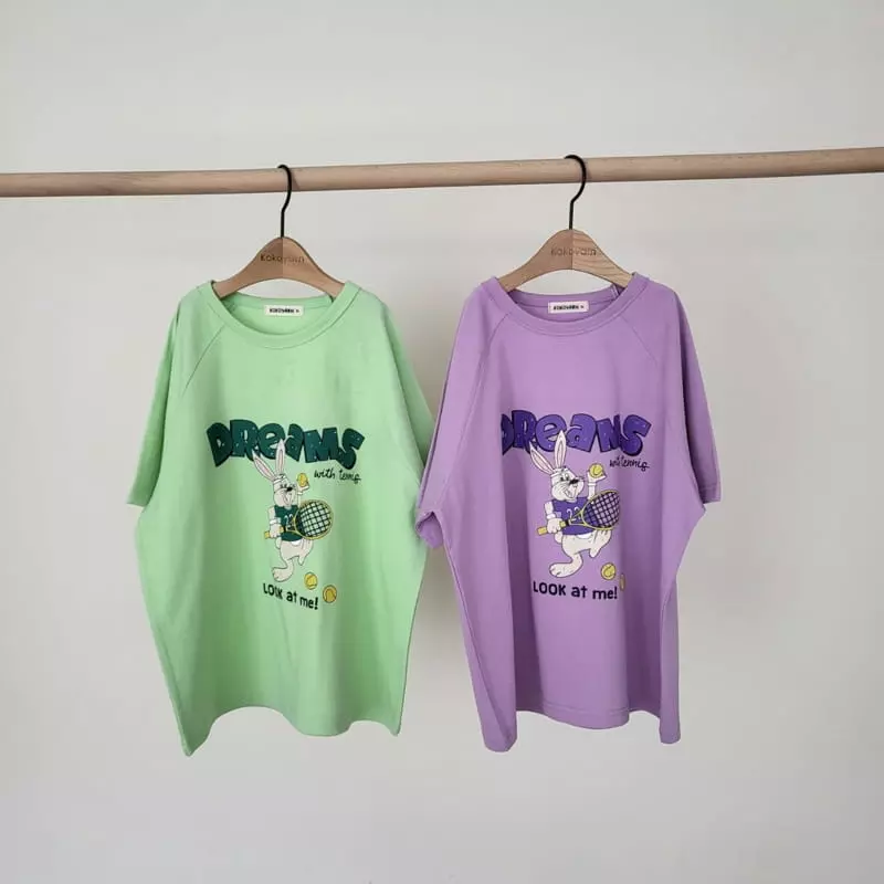 Kokoyarn - Korean Children Fashion - #kidzfashiontrend - Tennis Rabbit Raglan Short Sleeves Tee - 2