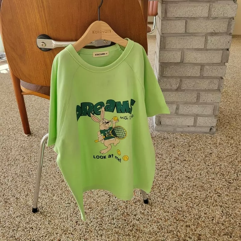 Kokoyarn - Korean Children Fashion - #Kfashion4kids - Tennis Rabbit Raglan Short Sleeves Tee - 4