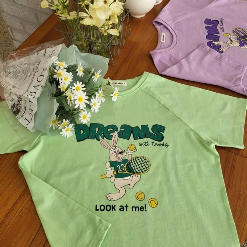 Kokoyarn - Korean Children Fashion - #magicofchildhood - Tennis Rabbit Raglan Short Sleeves Tee - 5