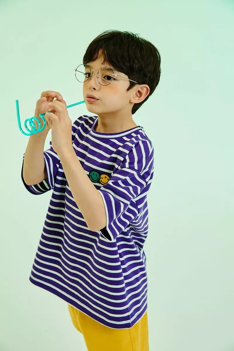 Kokoyarn - Korean Children Fashion - #toddlerclothing - Smile Stripes Tee - 8