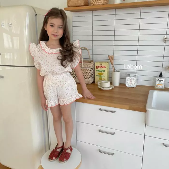 Labom - Korean Children Fashion - #childrensboutique - Mini Dot Frill Top Bottom Set - 7
