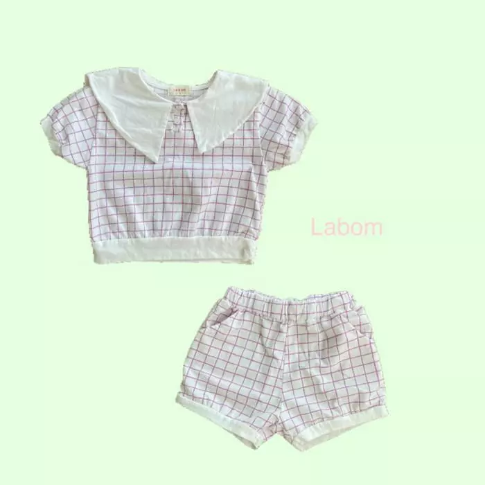 Labom - Korean Children Fashion - #childrensboutique - Sailor Check Top Bottom Set - 4