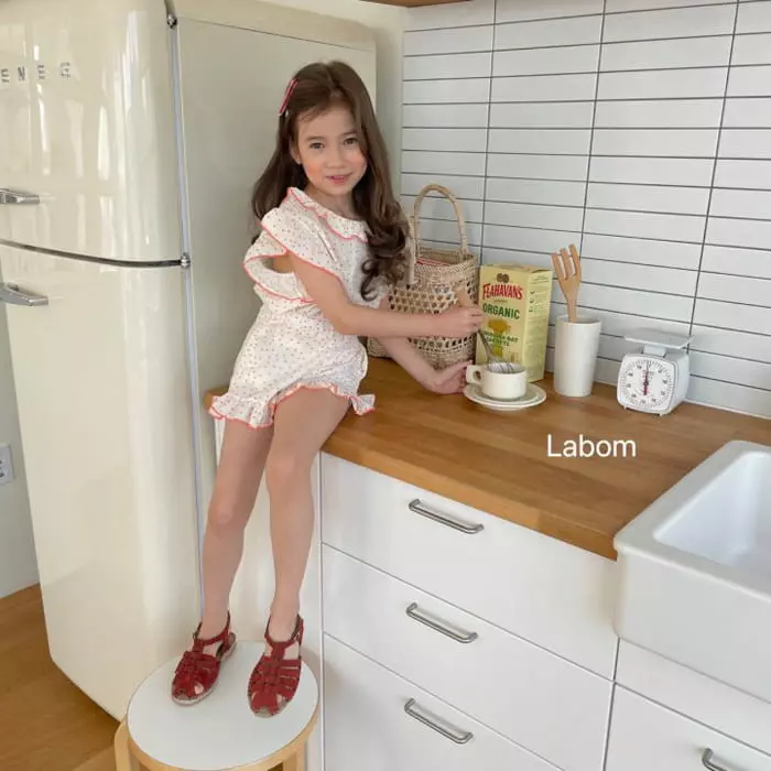 Labom - Korean Children Fashion - #fashionkids - Mini Dot Frill Top Bottom Set - 10