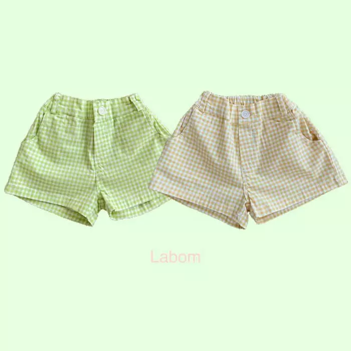 Labom - Korean Children Fashion - #fashionkids - Apple Check Shorts