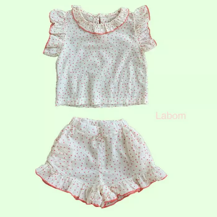 Labom - Korean Children Fashion - #littlefashionista - Mini Dot Frill Top Bottom Set