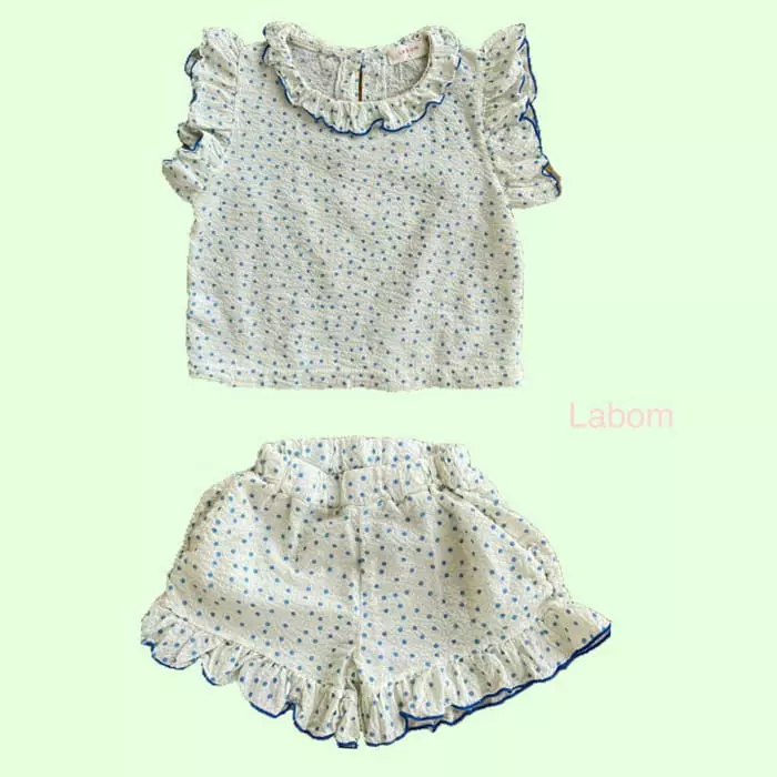 Labom - Korean Children Fashion - #magicofchildhood - Mini Dot Frill Top Bottom Set - 2