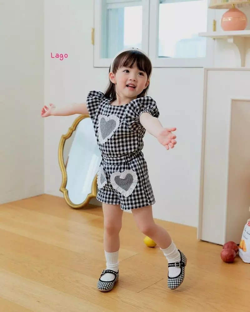 Lago - Korean Children Fashion - #childofig - Heart Top Bottom Set