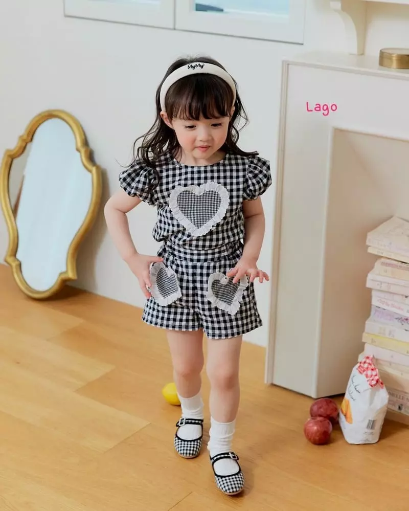 Lago - Korean Children Fashion - #childrensboutique - Heart Top Bottom Set - 2