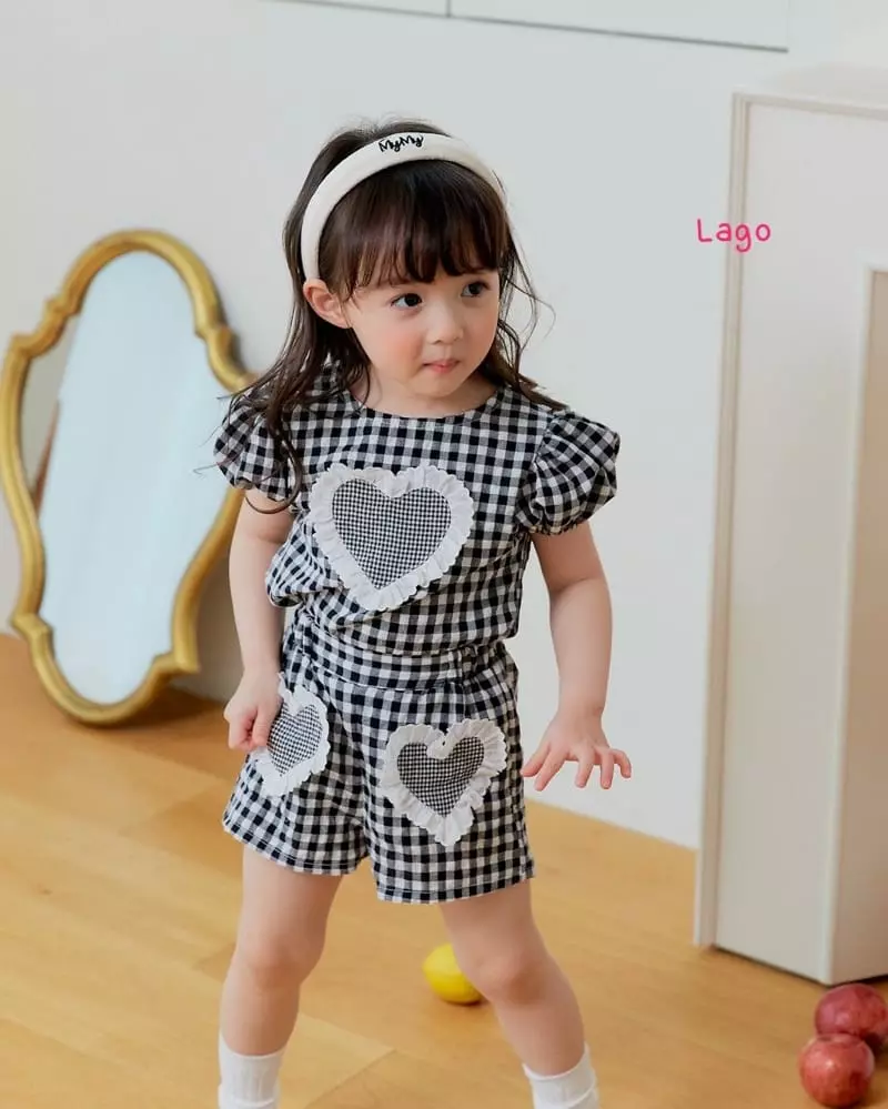 Lago - Korean Children Fashion - #designkidswear - Heart Top Bottom Set - 3