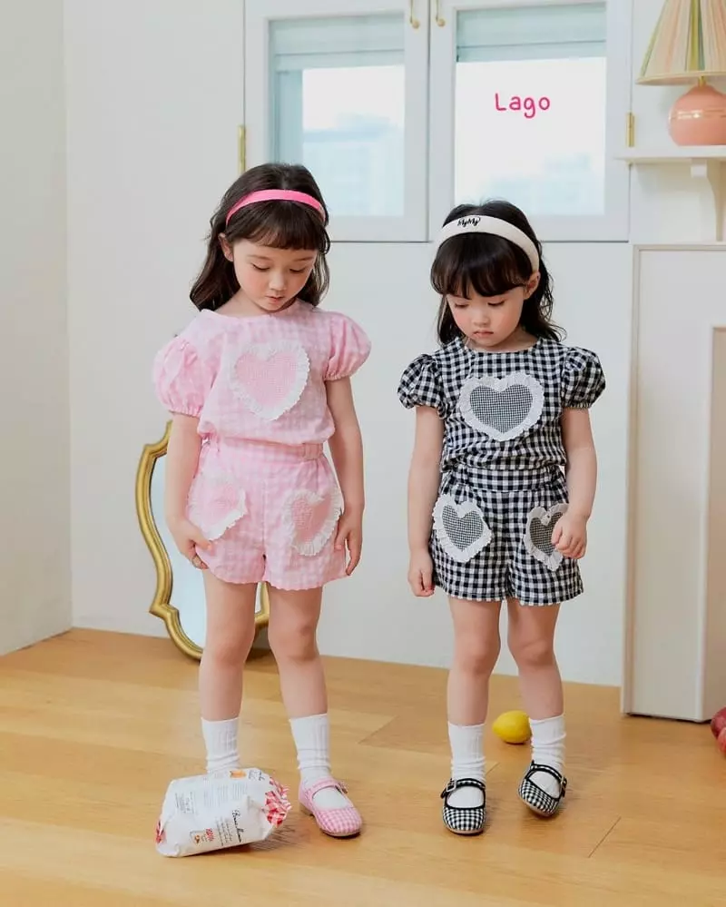 Lago - Korean Children Fashion - #designkidswear - Heart Top Bottom Set - 4