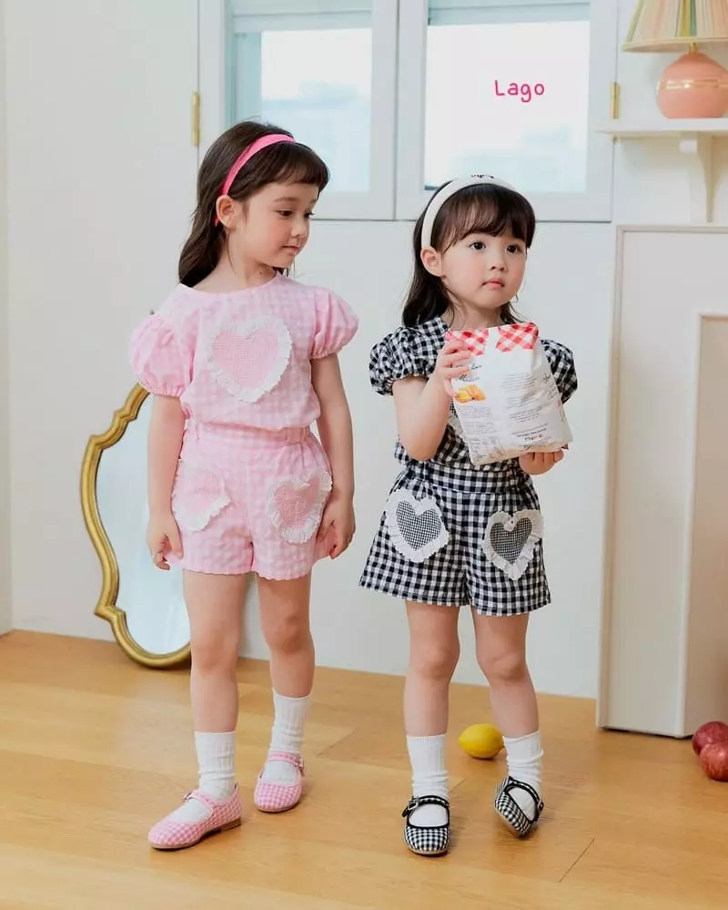 Lago - Korean Children Fashion - #fashionkids - Heart Top Bottom Set - 5