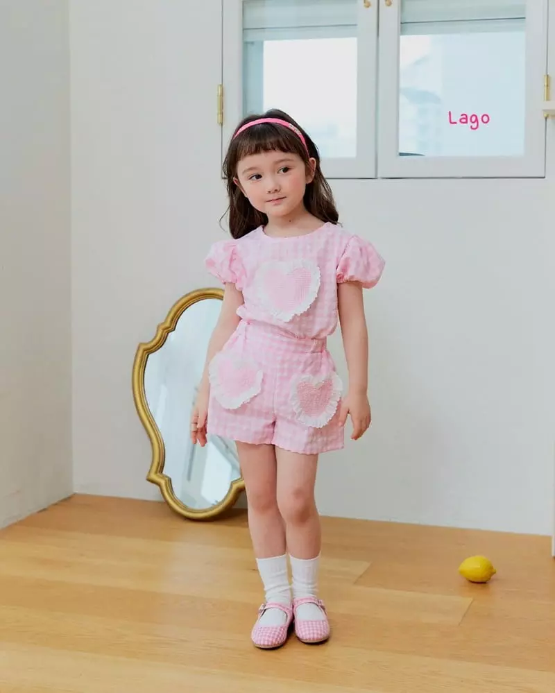 Lago - Korean Children Fashion - #kidzfashiontrend - Heart Top Bottom Set - 8
