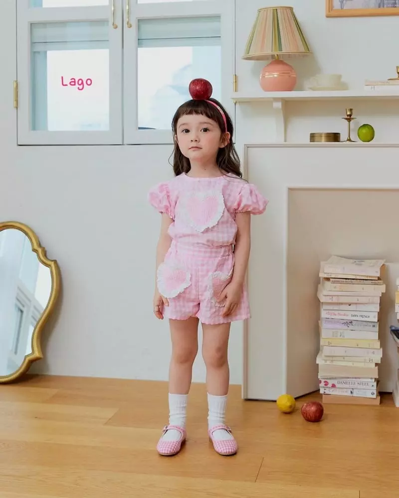 Lago - Korean Children Fashion - #minifashionista - Heart Top Bottom Set - 12