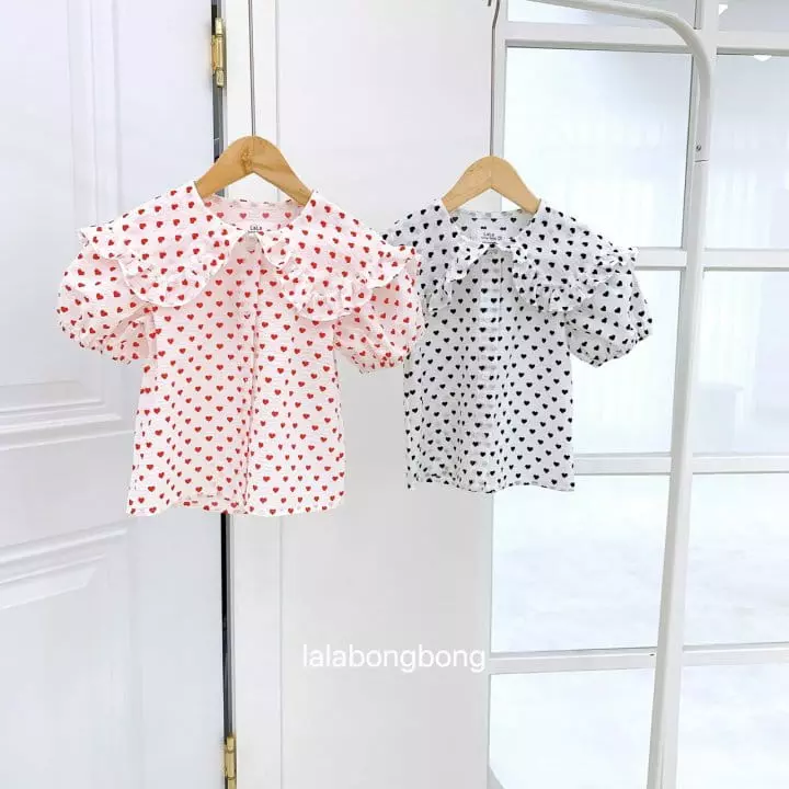 Lalabongbong - Korean Children Fashion - #Kfashion4kids - Heart Short Sleeves Blouse