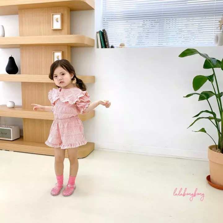 Lalabongbong - Korean Children Fashion - #childofig - Check Collar Top Bottom Set - 6