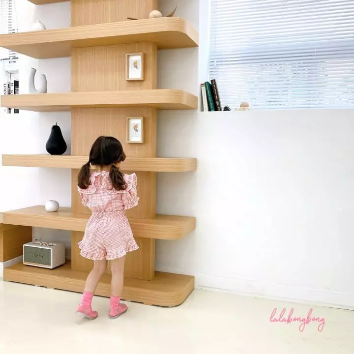Lalabongbong - Korean Children Fashion - #childrensboutique - Check Collar Top Bottom Set - 7
